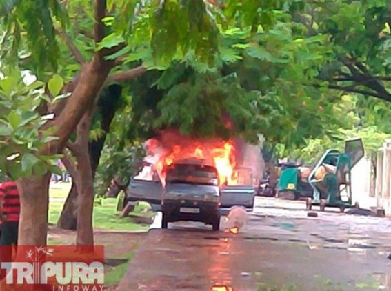 Car catches fire near Chief Ministerâ€™s residence